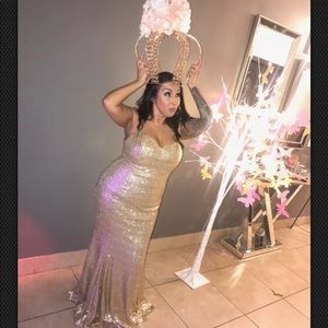 Morilee Gold Sequin Long Formal Gown - Size 10